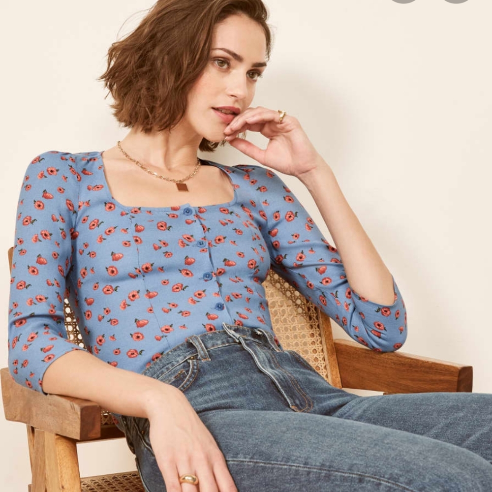 Reformation Jorja Square Neck Top in Lulu